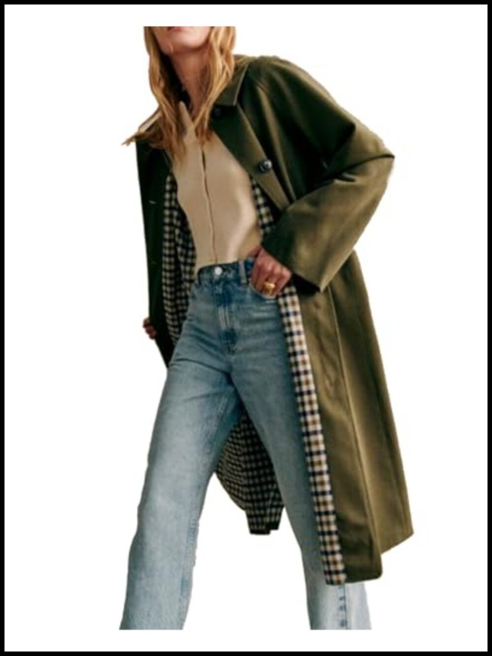 NWOT Oversized Single Breasted Trench Coat 100% Polyester Button Down Long